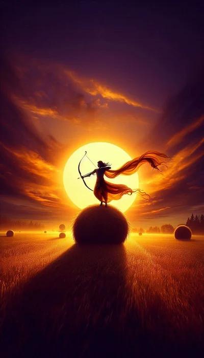 Lord Rama with Golden Bow at Sunset