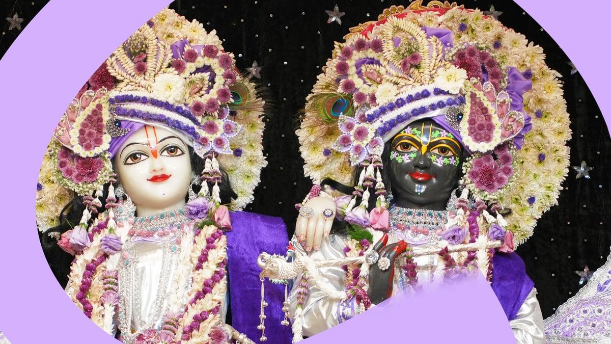 Krishna Balaram Purple Floral Decoration