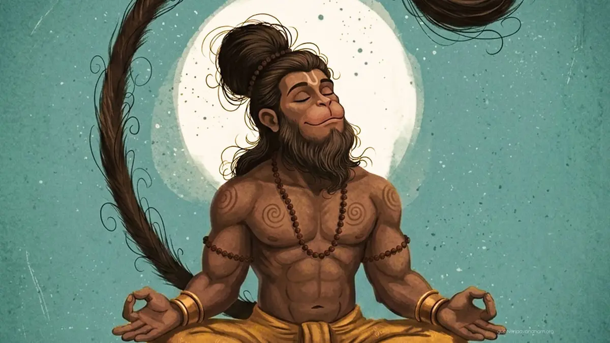 Hanuman Ji Moon Meditation Art