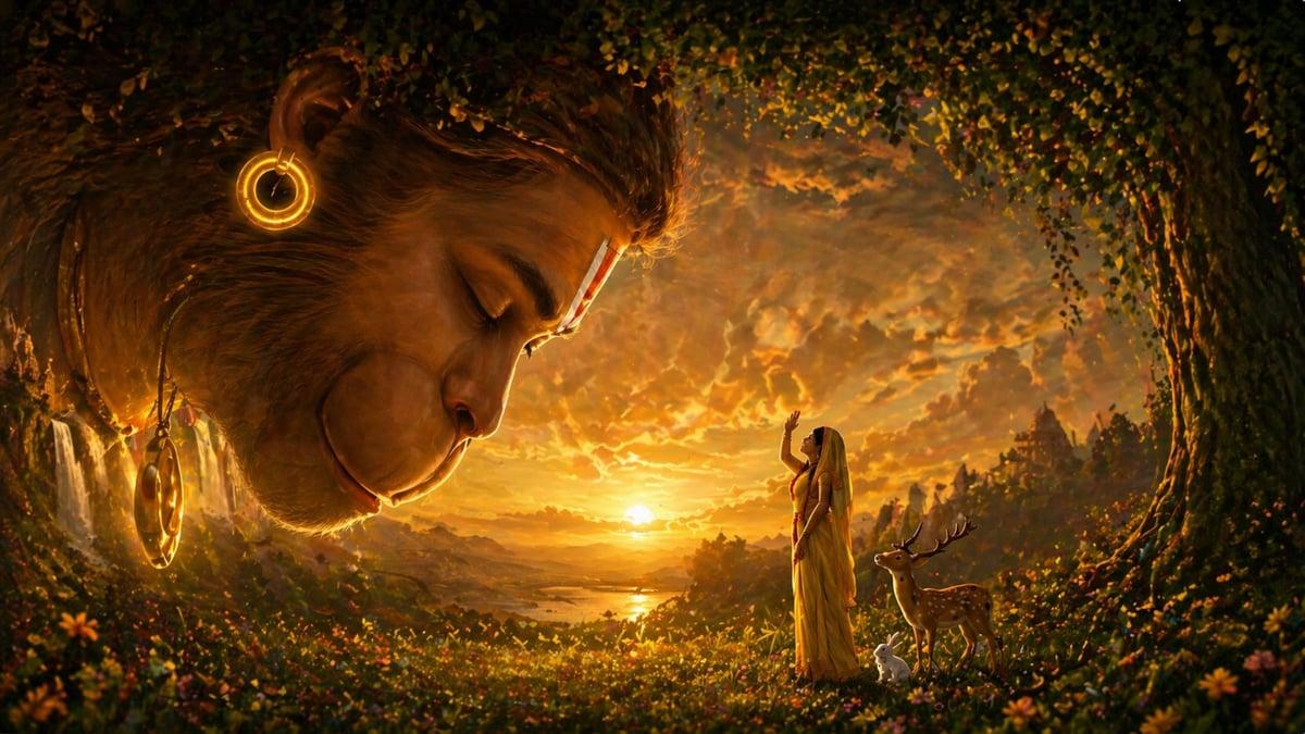 Hanuman Sita Golden Sunset Forest