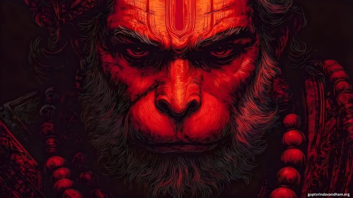 Red Hanuman Intense Face Wallpaper