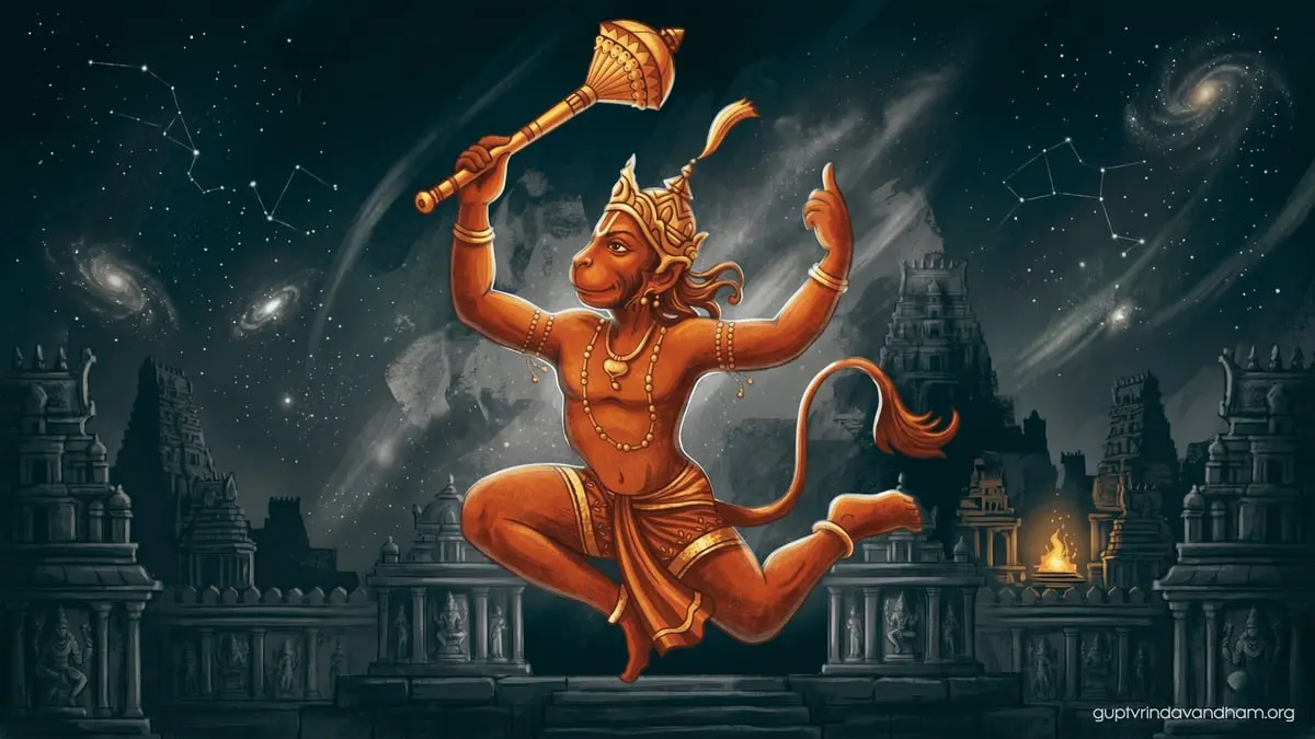 Hanuman Ji Gada Cosmic Temple Art