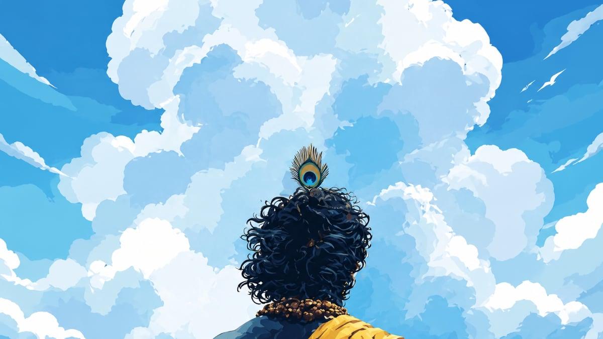 Lord Krishna Peacock Feather Sky