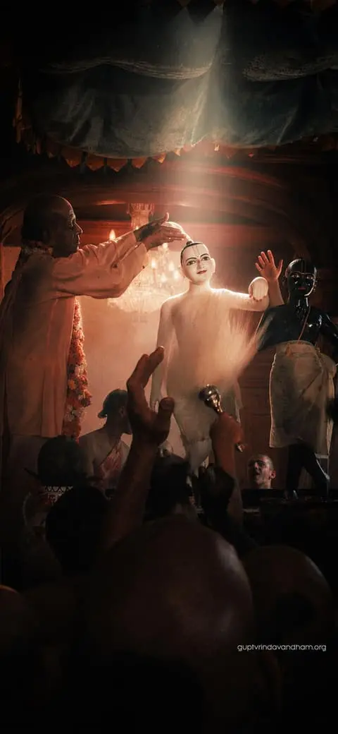 Srila Prabhupada Performing Krishna Balaram Abhishek