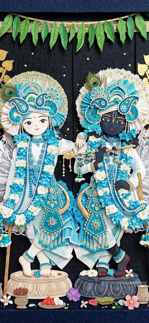 Krishna Balaram Teal Floral Darshan