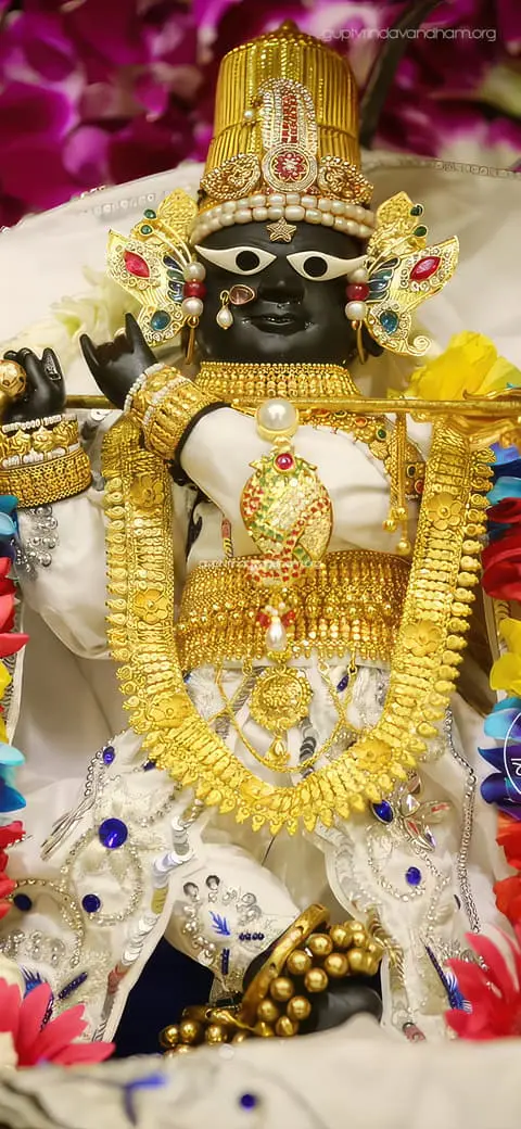 Radharaman Ji White Golden Poshak