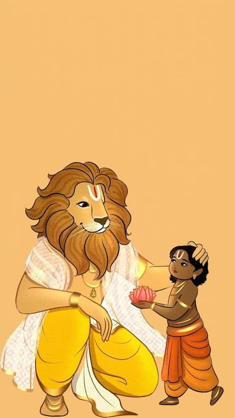 Narasimha Dev Prahlad Devotion Art
