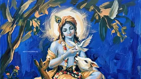 Krishna with Cow Devotional Wallpaper