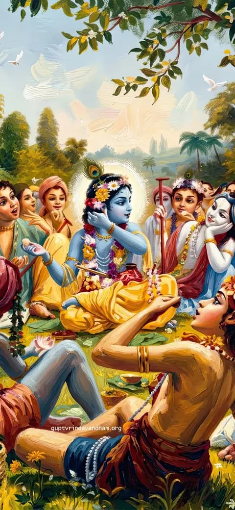 Bal Krishna Makhan Chor Wallpaper with Friends