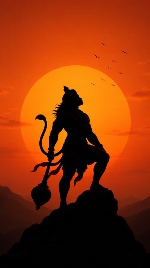 Hanuman Ji Sunset Silhouette