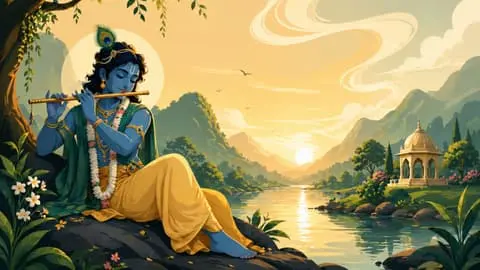 Lord Krishna Flute by River