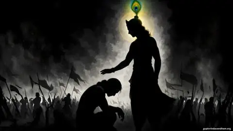 Lord Krishna and Arjun on Kurukshetra battlefield wallpaper