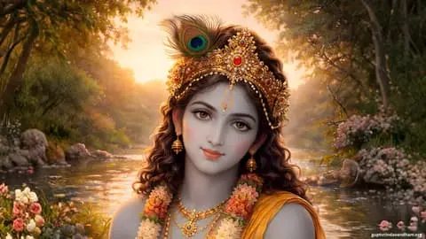 Lord Krishna Nature Portrait Wallpaper