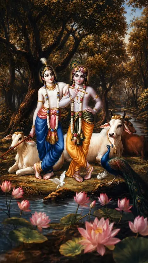 Krishna Balaram Vrindavan Painting