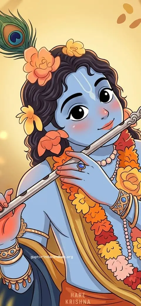 Cute Lord Sri Krishna Flute Wallpaper HD