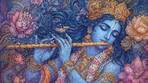 Krishna Flute Art Wallpaper