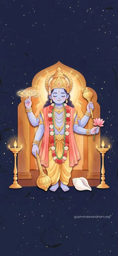 Vishnu Chaturbhuj Watercolor Art