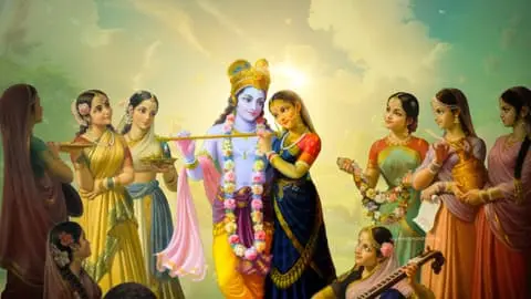 Radha Krishna Gopis Vrindavan Leela Painting