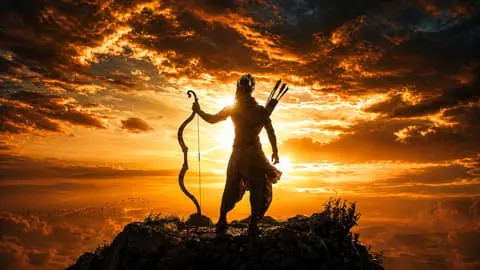 Lord Rama Silhouette Sunset Wallpaper