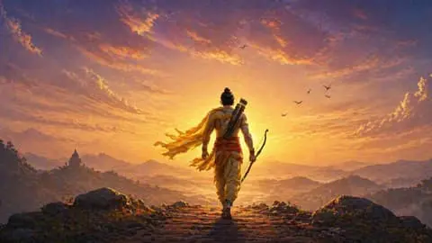 Lord Rama Sunset Journey Wallpaper
