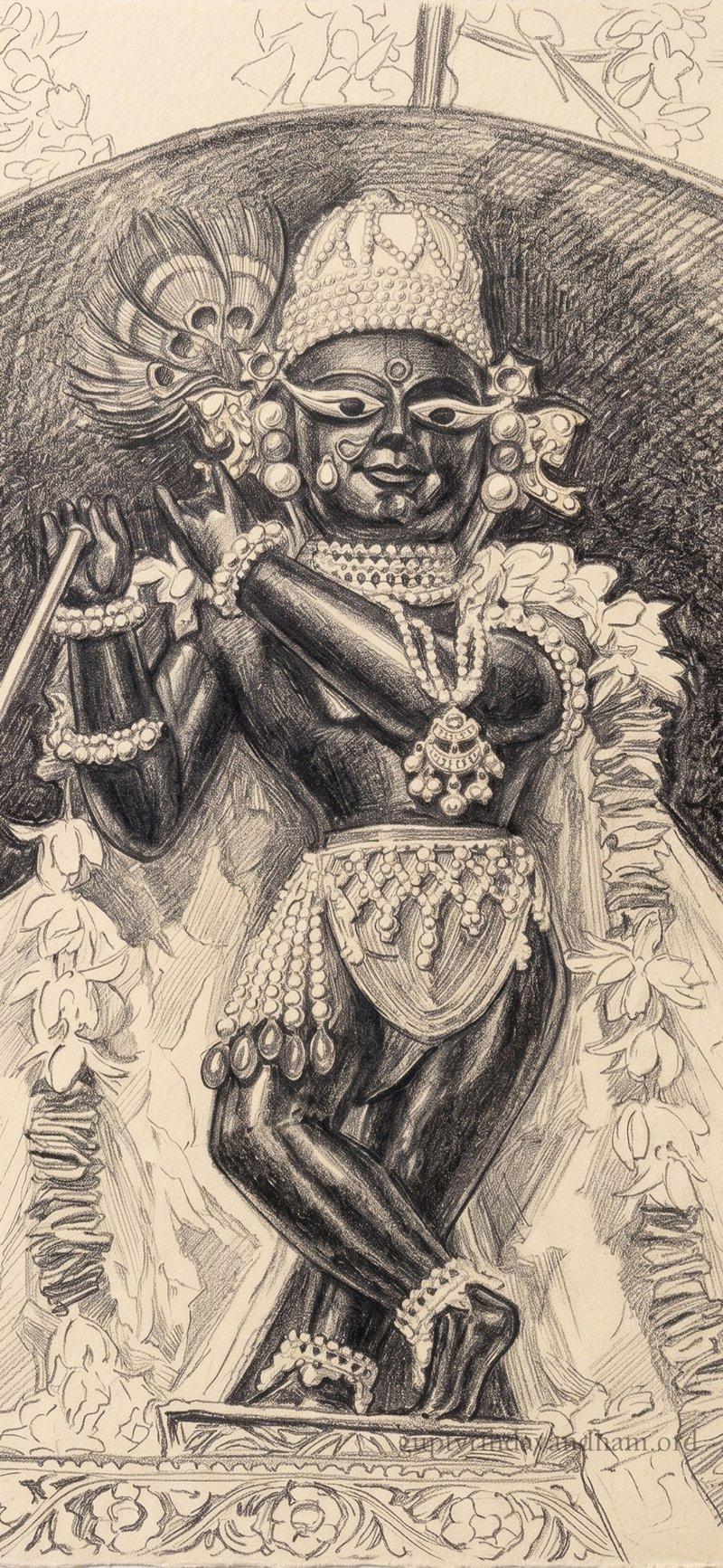 Radharaman Ji Pencil Sketch Art