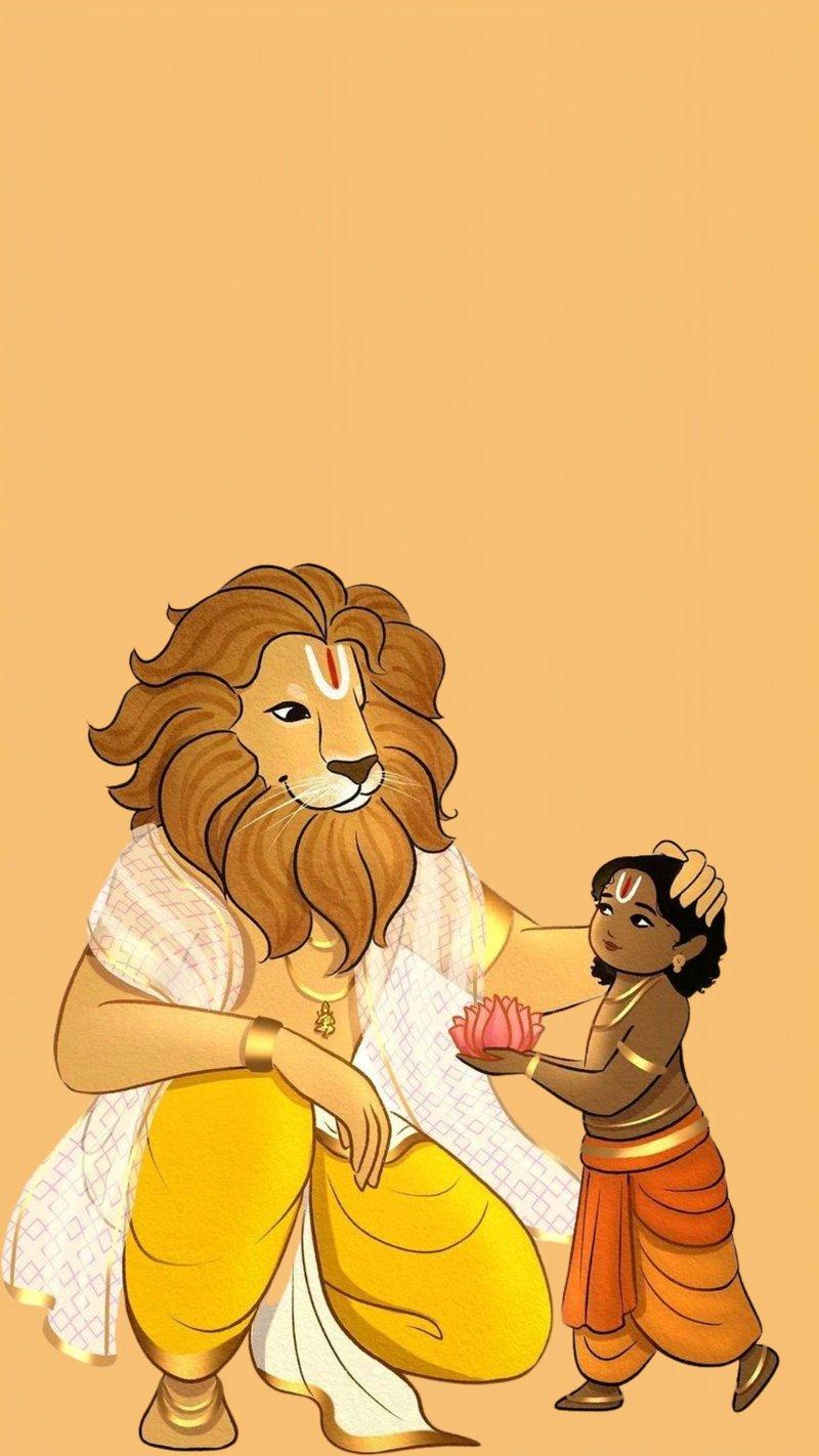 Narasimha Dev Prahlad Devotion Art