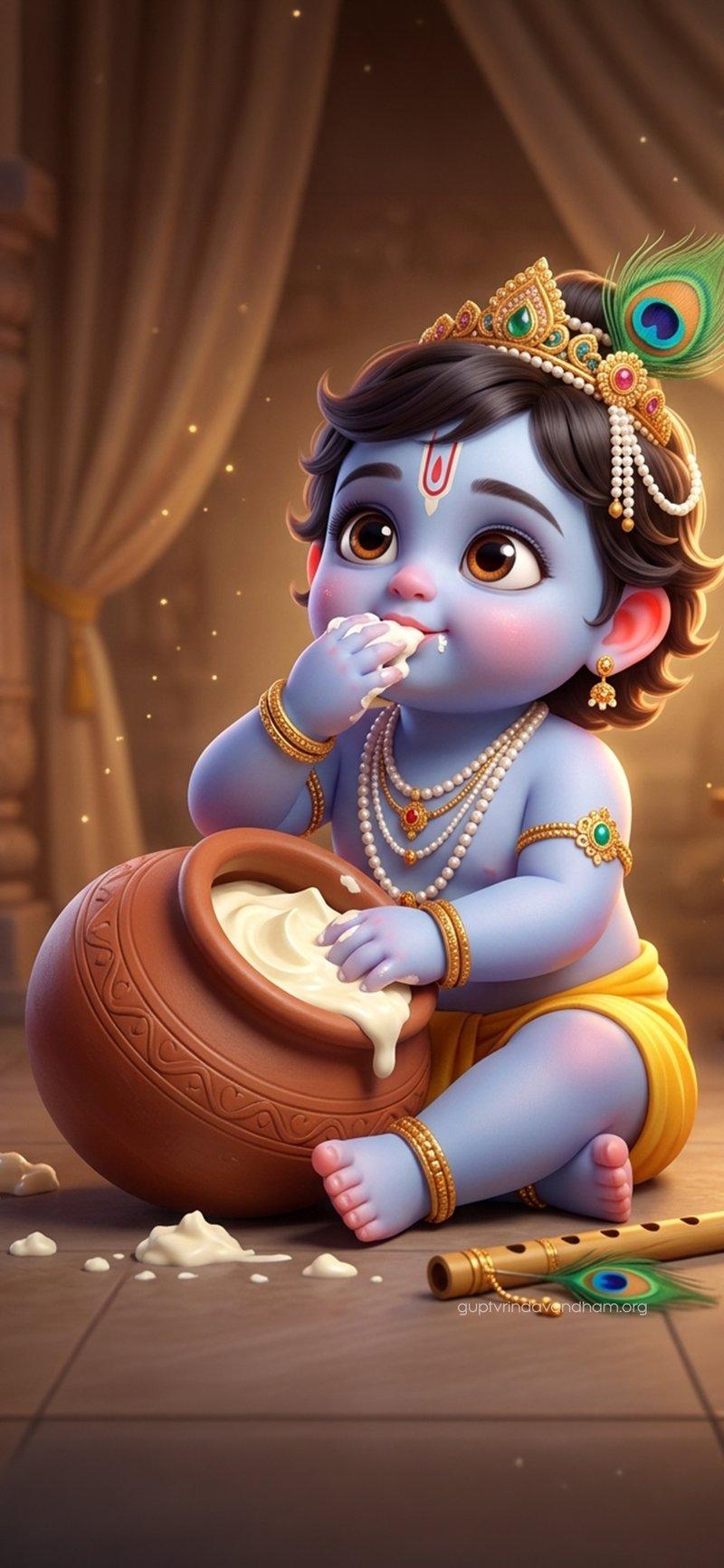 Baby Krishna Makhan Chor Art