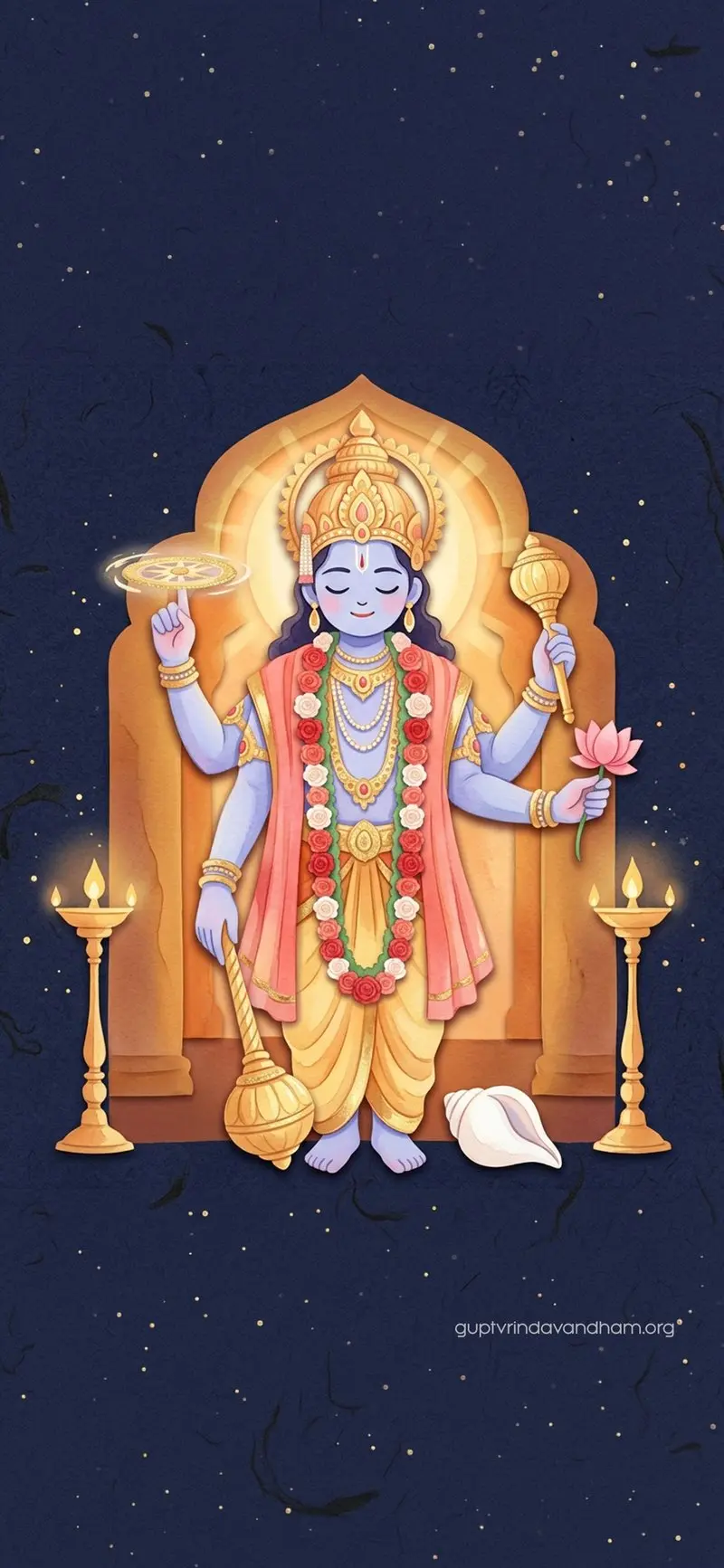 Vishnu Chaturbhuj Watercolor Art