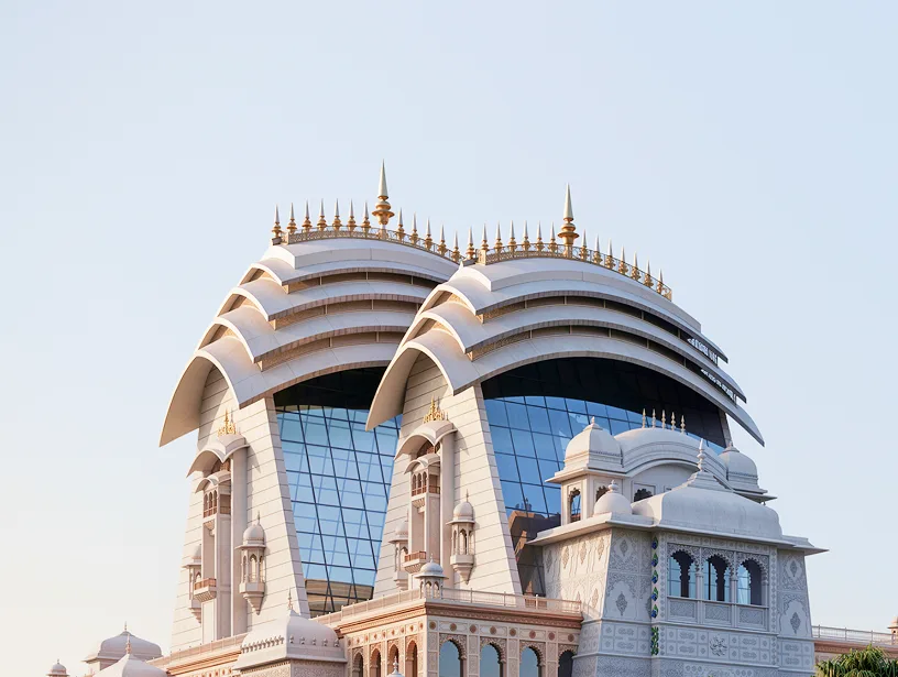 The Grand Shikhar - temple towers with golden spires